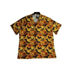 Skelly Shirts Halloween Bats Button Down Shirt Mens XL